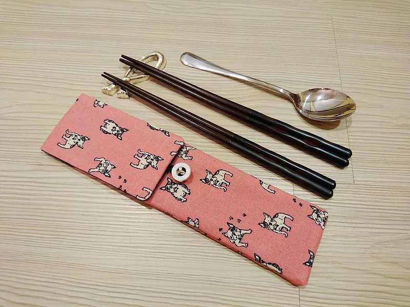 手箸セット、箸の袋、箸特殊な組み合わせ（箸の二組。スプーンを置くことができます。フォーク）A308 - 箸・箸置き - コットン・麻 多色