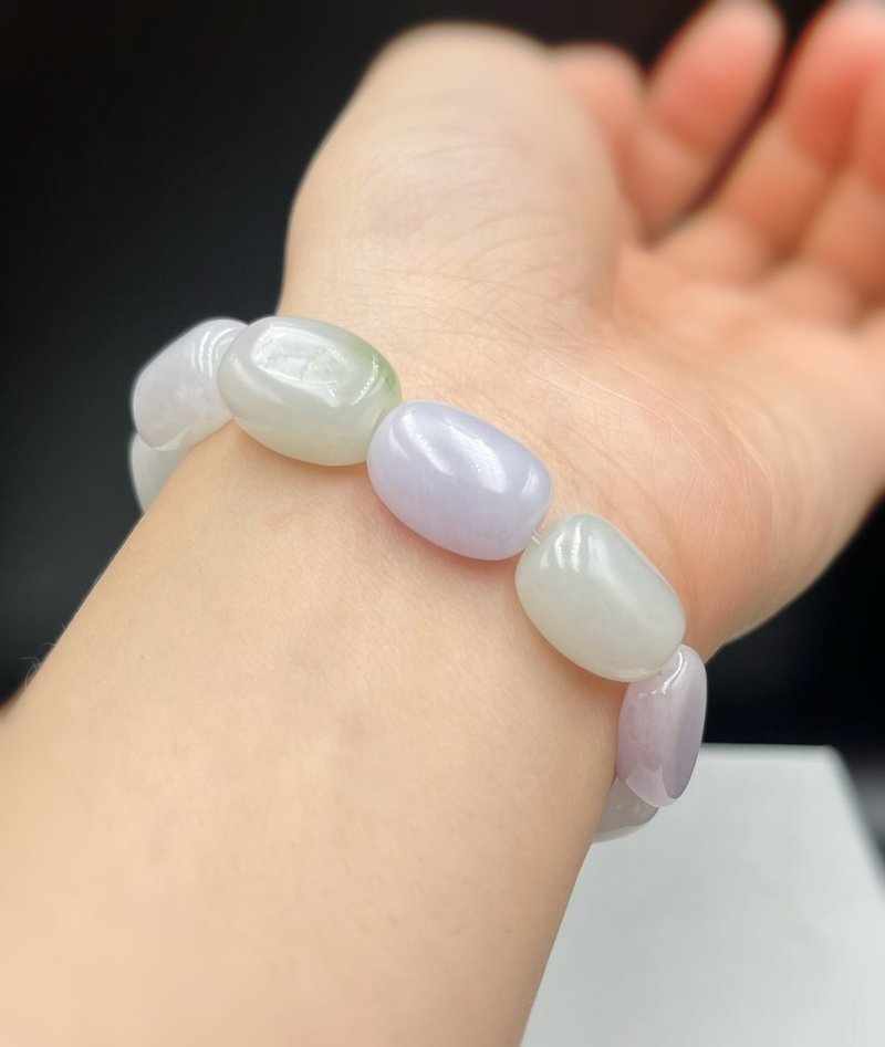 Nuobing lavender light green flat date bead bracelet - สร้อยข้อมือ - เครื่องเพชรพลอย หลากหลายสี