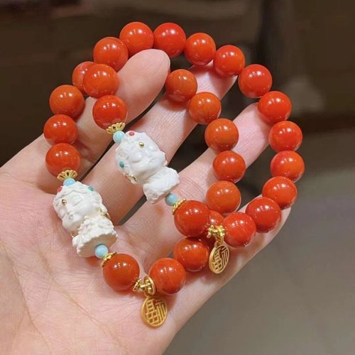 Angel's tears 天使之淚 Jewelry Design 天然川料南紅瑪瑙 猛獁象牙渡母銀飾福牌設計多圈手串手鍊s
