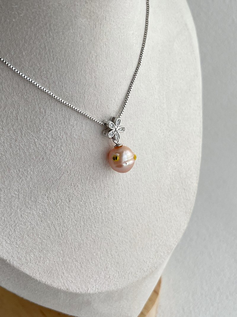 日常淡水珍珠純銀吊墜925銀可調校頸鏈 - 項鍊 - 珍珠 