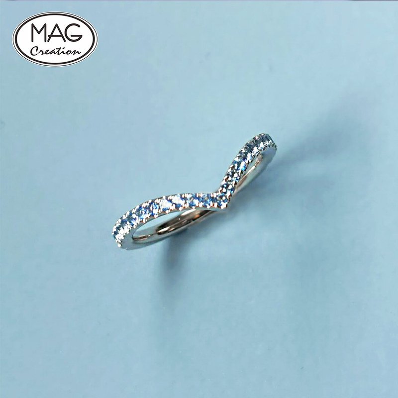 Aquamarine Series | 18K white gold set with light blue tourmaline wire ring - แหวนทั่วไป - เครื่องประดับ 