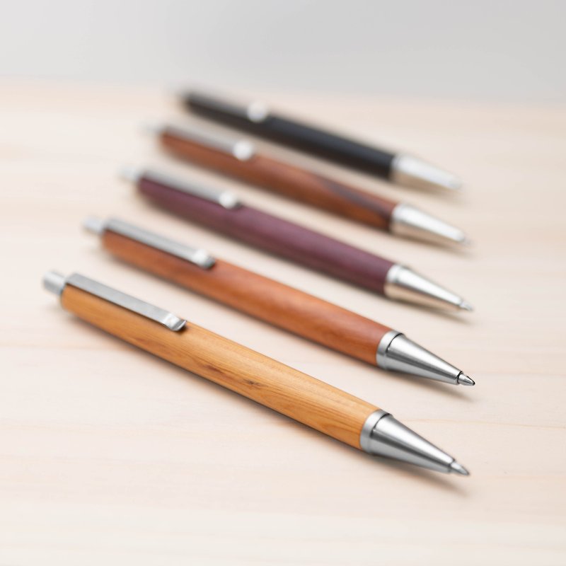 Solid wood ball pen| Stainless Steel・Laser engravable - Ballpoint & Gel Pens - Wood Brown