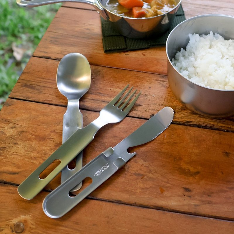 [Made in Japan] SALUS Stainless Steel camping SFK tableware set - ช้อนส้อม - สแตนเลส สีเงิน