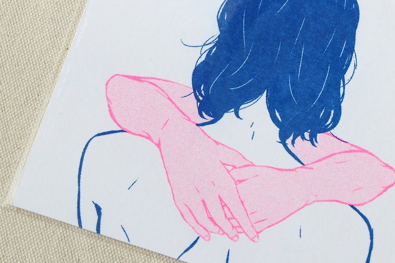 Embrace Risograph printed illustration postcards, offering a variety of color combinations and paper options - การ์ด/โปสการ์ด - กระดาษ หลากหลายสี
