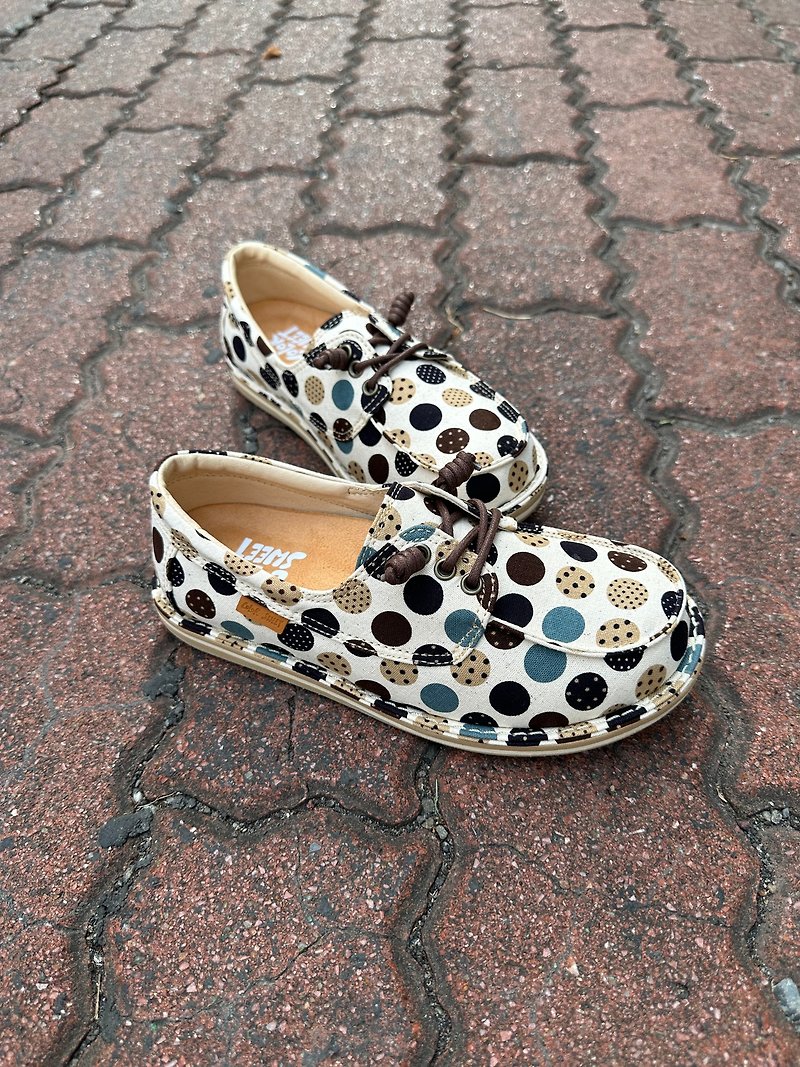 Classic Series - Big Polka Dots - รองเท้าลำลองผู้หญิง - ผ้าฝ้าย/ผ้าลินิน ขาว