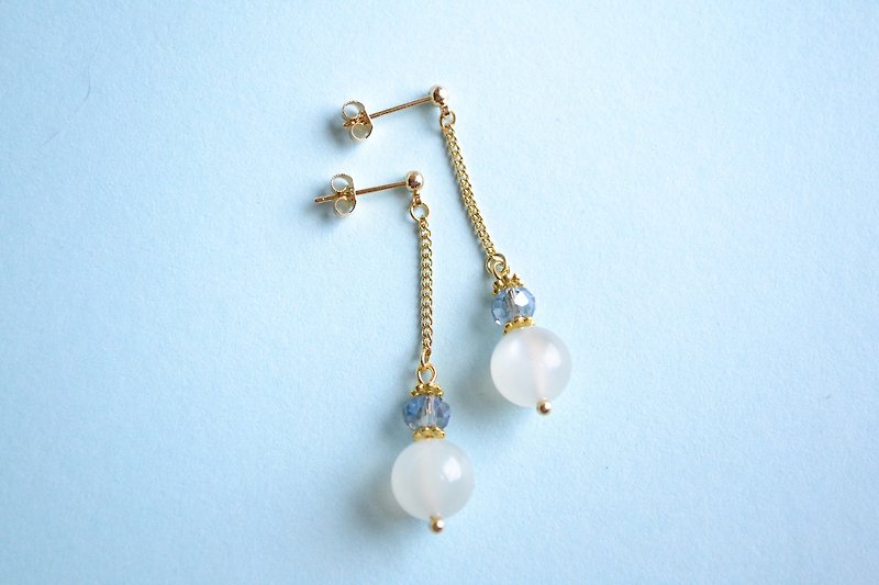 6A White Moonstone 18k GP long earrings  - Earrings & Clip-ons - Crystal Blue