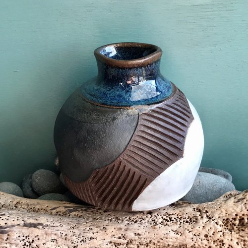 takekore】舜陶窯 礫亭造 色絵花瓶 壺 花入 花器 c03 舜陶