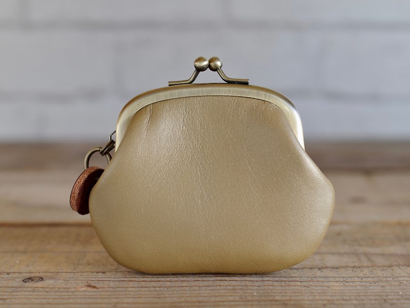 Leather Kiss lock bag Gold - Coin Purses - Genuine Leather Gold