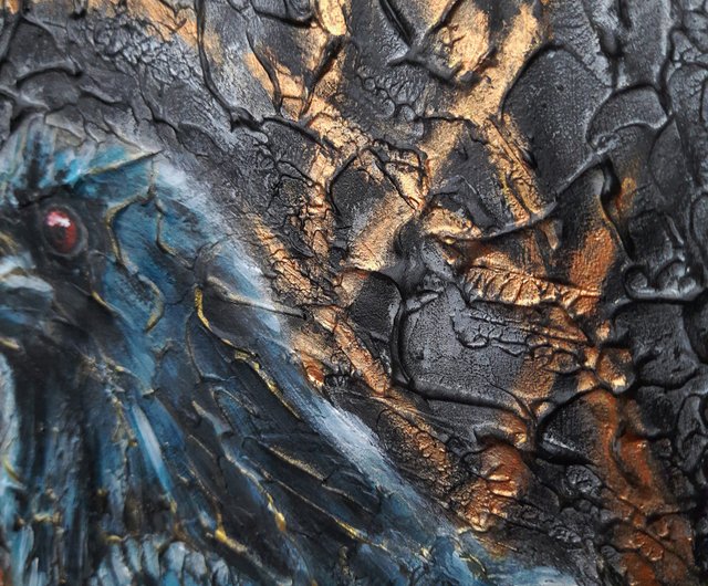 レイヴン絵画カラス鳥オイルオリジナルブラックアートゴシックブラック