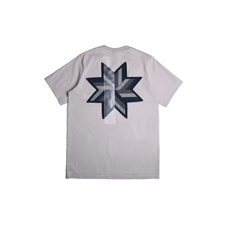 oqLiq-omni direction-Ten square ancient cloth stitching T (gray) - Men's T-Shirts & Tops - Cotton & Hemp Gray