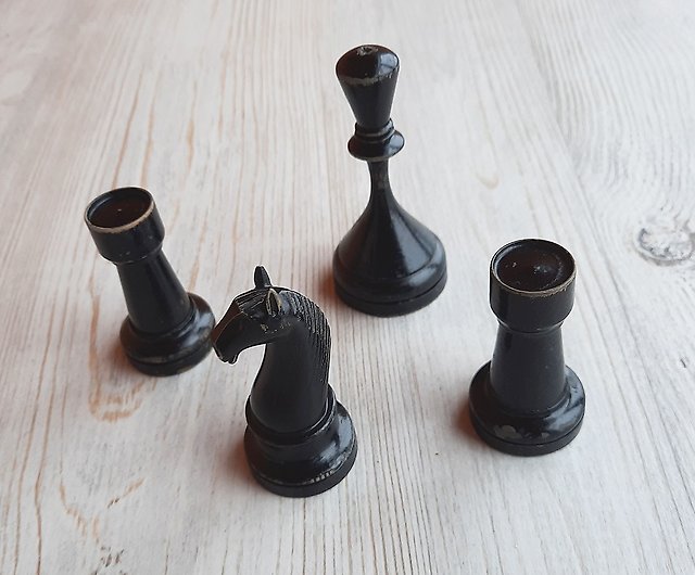 Black chess King, Rooks & Knight spare Botvinnik chess pieces parts  weighted - Shop RetroRussia Board Games & Toys - Pinkoi
