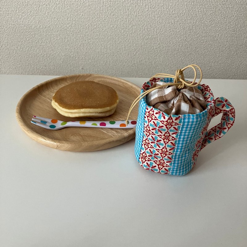 マグカップ型巾着 - 化妝包/收納袋 - 棉．麻 紅色
