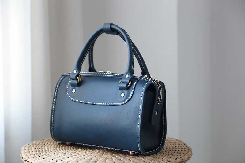 Nina Boston Mini Boston Bag - Messenger Bags & Sling Bags - Genuine Leather Blue