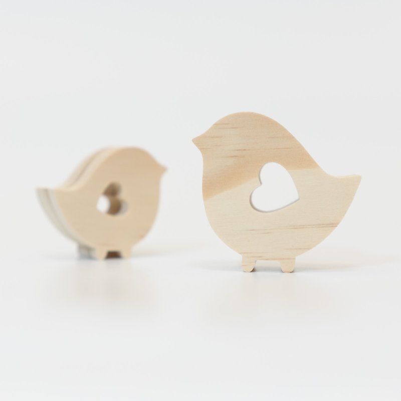 wagaZOO手切厚版造型積木 天空系列－愛心小鳥 - 嬰幼兒玩具/毛公仔 - 木頭 卡其色