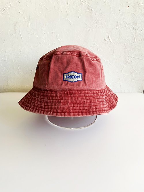 自由商行 自由商行-水洗做舊漁夫帽-磚紅色