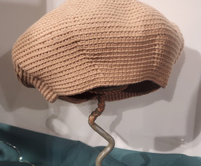 木綿糸 ベレー帽 ベレー帽 手編み かぎ針編み ライトカーキオーダー