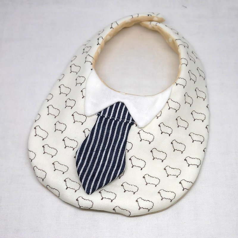 Japanese Handmade 8-layer-gauze Baby Bib / with tie - 圍兜/口水巾 - 棉．麻 白色