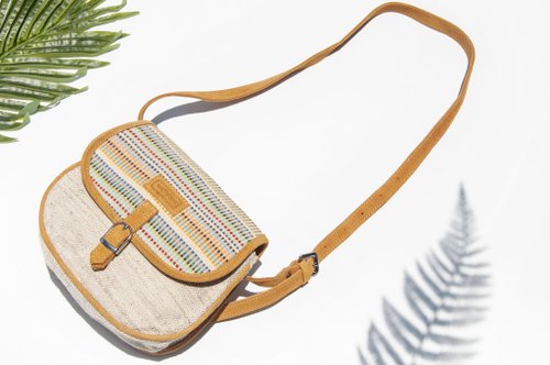 Leather stitching design side backpack boho shoulder bag ethnic style  oblique bag suede bag - Nordic rainbow strip - Shop omhandmade Messenger  Bags & Sling Bags - Pinkoi