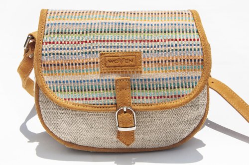 Leather stitching design side backpack boho shoulder bag ethnic style  oblique bag suede bag - Nordic rainbow strip - Shop omhandmade Messenger  Bags & Sling Bags - Pinkoi