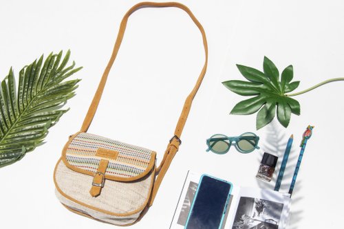 Leather stitching design side backpack boho shoulder bag ethnic style  oblique bag suede bag - Nordic rainbow strip - Shop omhandmade Messenger  Bags & Sling Bags - Pinkoi