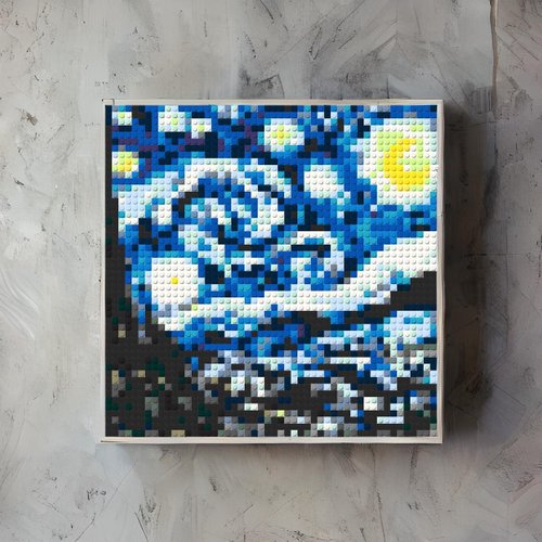 BrickNet積木畫 【裝飾】積木名畫掛畫: 星夜 - 文森梵谷 療癒小物 入厝禮