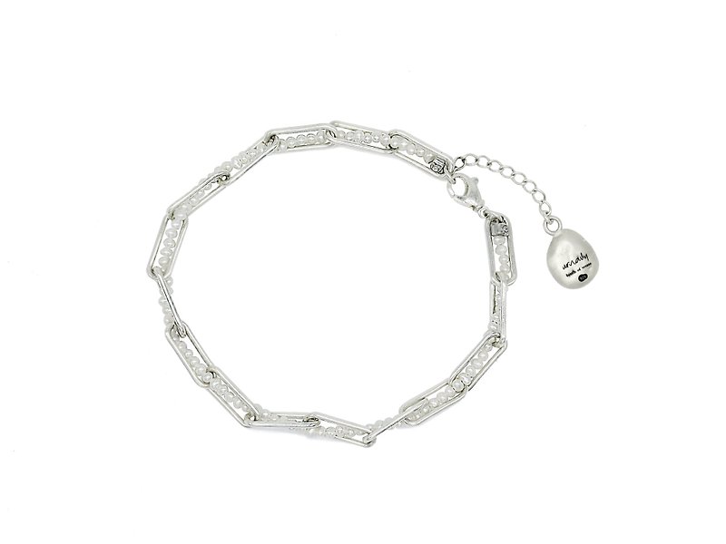 Sterling Silver Bracelets Silver - Twist Pearl Chain Bracelet