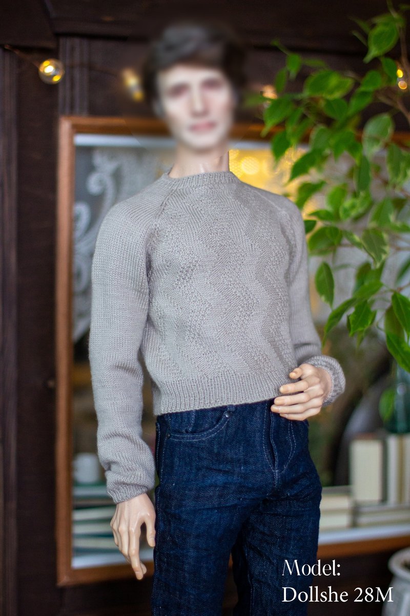 Bjd doll male hand-knitted sweater (Dollshe doll) 70cm, 70+ - Other - Thread Gray