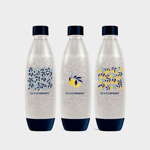 Sodastream 舒達氣泡水機 【新品】英國SodaStream 水滴型專用水瓶1L 3入(清新檸檬)