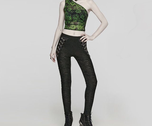 Gothic Witch calendered textured knitted trousers - สตูดิโอ PUNK RAVE  กางเกงขายาว - Pinkoi