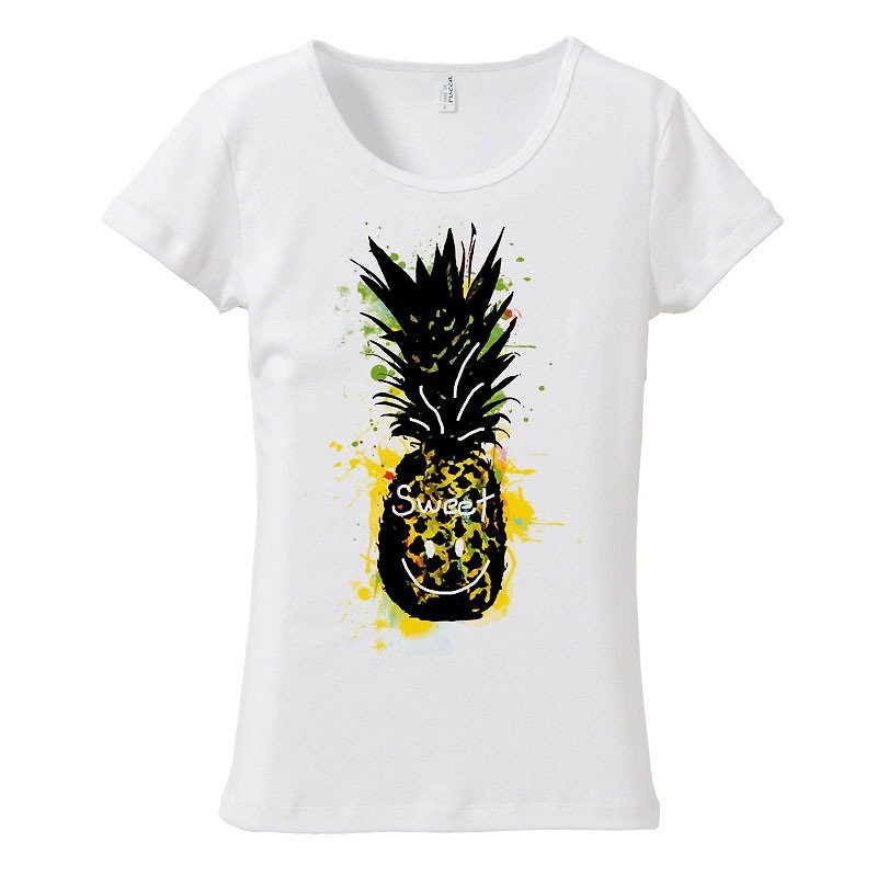 [Women's T-shirt] Sweet pineapple - Women's T-Shirts - Cotton & Hemp White