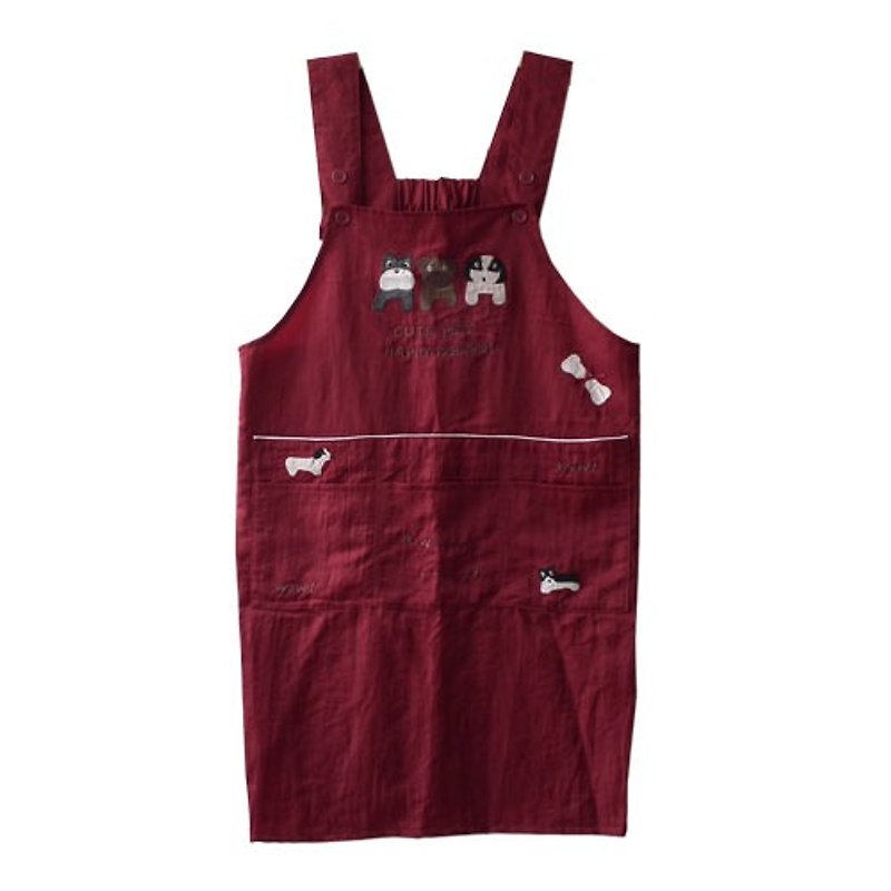 [BEAR BOY] Mercerized Cotton Apron-Three Brothers-Red - Aprons - Other Materials 