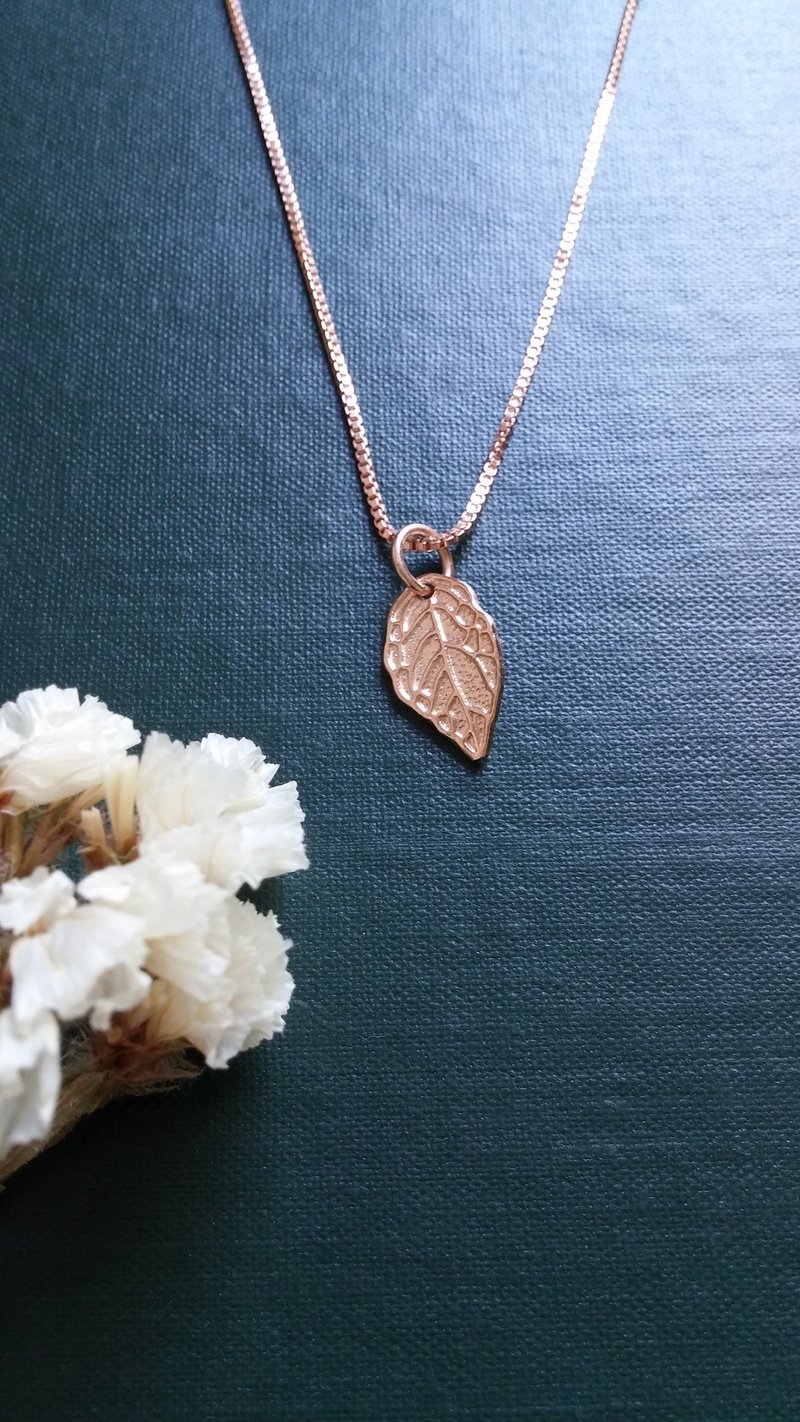 Amaranth leaves necklace / rose gold plating / big leaf / leaf / 925 sterling silver / manual / wealthy design [Zhao] SN1614 metalworking ZHÀO - Necklaces - Other Metals Pink