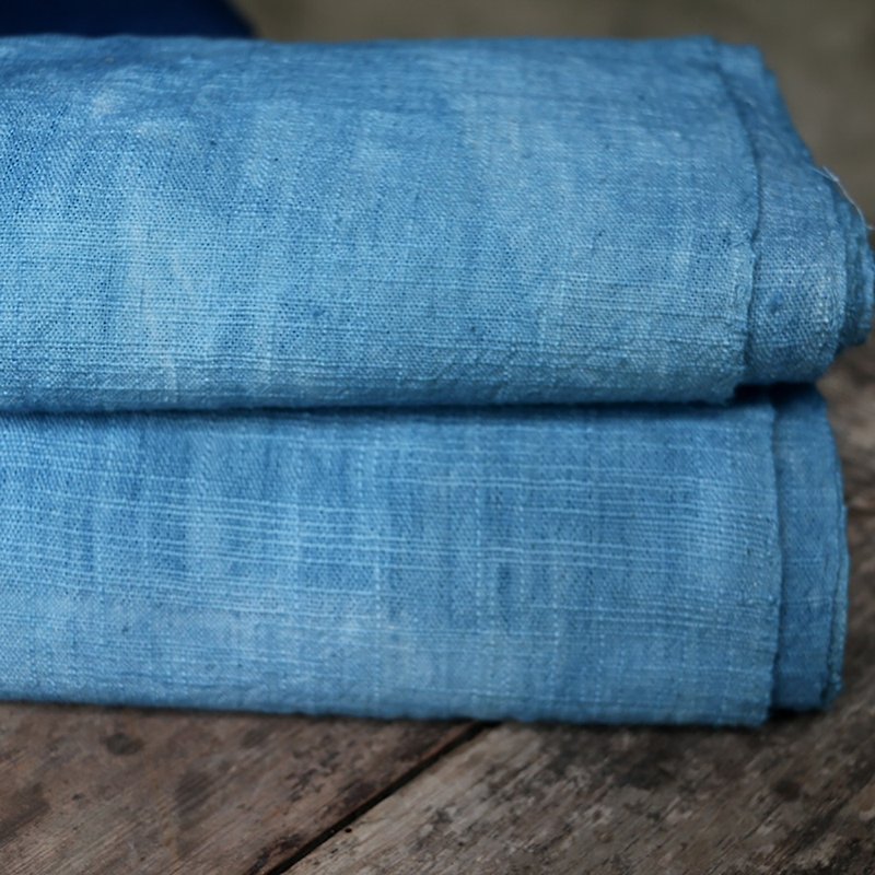 Yishanren | Handmade old rough earth blue indigo cloth mixed woven bamboo joints DIY plant plant dyed sashiko embroidery cotton cloth width 40cm - เย็บปัก/ถักทอ/ใยขนแกะ - ผ้าฝ้าย/ผ้าลินิน 