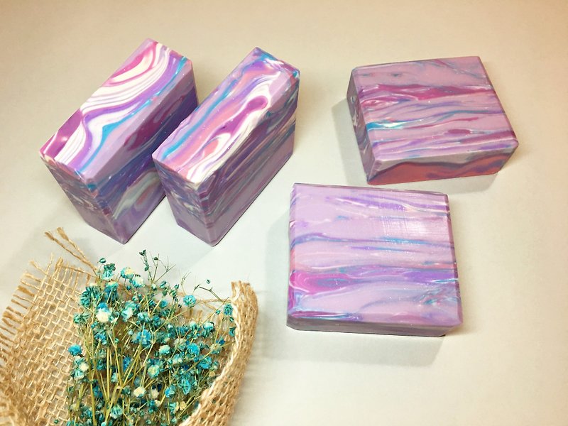 浪漫線-薰衣草馬賽蠶絲皂 - 肥皂/手工皂 - 環保材質 紫色