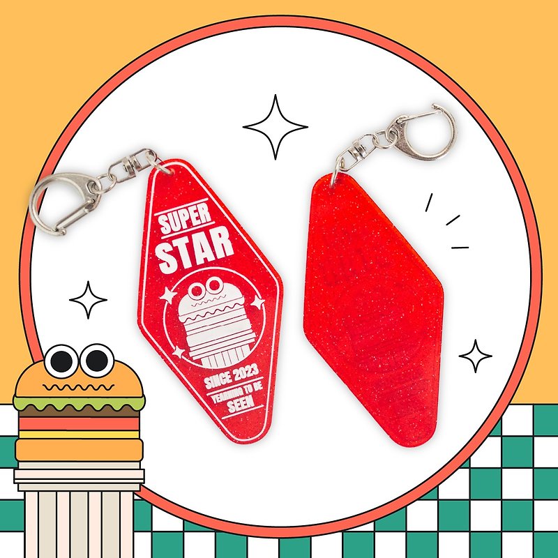 Acrylic pendant | Champion burger | Flavor Museum series | 1 model in total - Keychains - Acrylic Red