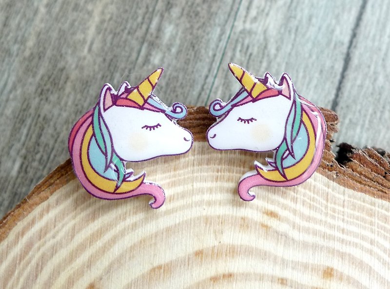 Misssheep-U63-Unicorn Kiss Simple Fairy Tale Unicorn (Auricular / Transparent Ear Clips) (pair) - Earrings & Clip-ons - Plastic 