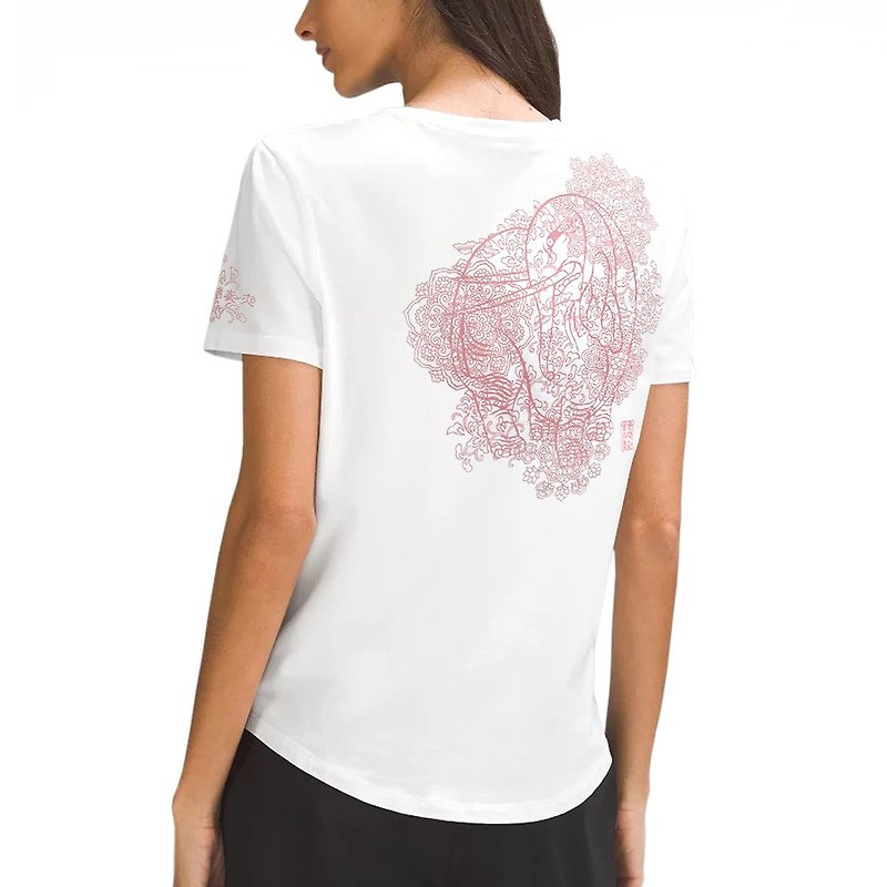 Japanese art T-shirt - Birds & Elephant 100%Cotton Made in Japan - เสื้อยืดผู้หญิง - ผ้าฝ้าย/ผ้าลินิน ขาว