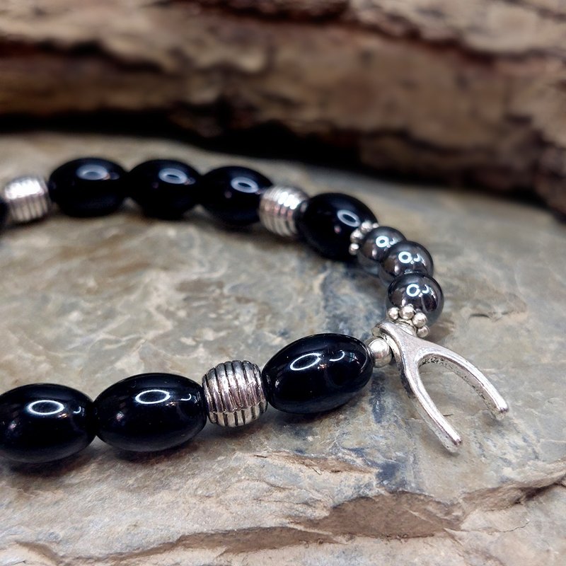 Black Mysterious Power Bracelet | Black Stone| Black Glaze | - Bracelets - Colored Glass 