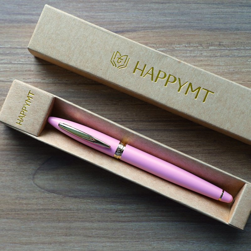 (免費客製化刻字)HAPPYMT開心鋼筆-一斥染金夾 - 鋼筆 - 銅/黃銅 粉紅色