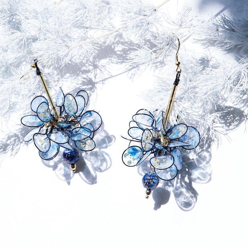 Love of the stars /  Ear pin / Pendant 925 pure silver ear pin - Earrings & Clip-ons - Resin Blue