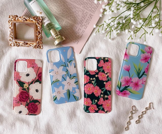 Flower pattern back panel/ iPhone case/ Rhino shield NX border suitable/ -  Shop TERRIAH Phone Cases - Pinkoi