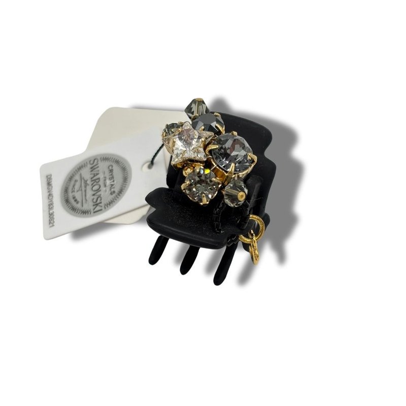 COMPLEX BIZ 黑底星星水晶 甜心夾 - 髮夾/鯊魚夾 - 樹脂 多色