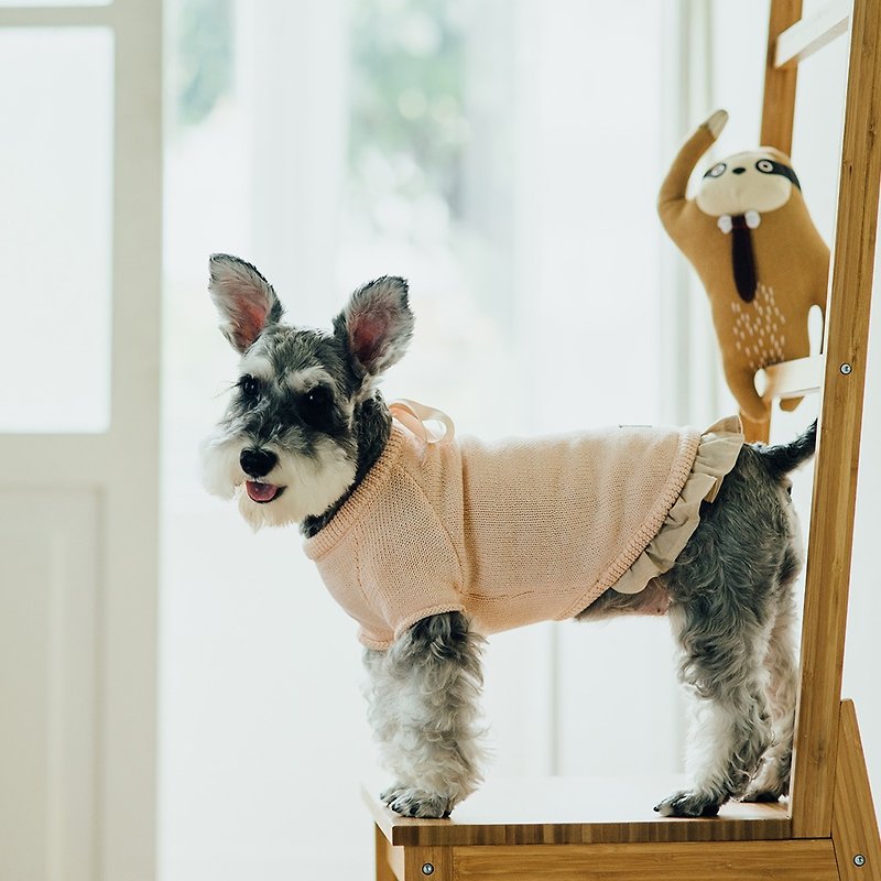[Tail and Me] Pet Clothes Bowknot Sweater Pink Orange - Clothing & Accessories - Cotton & Hemp Pink