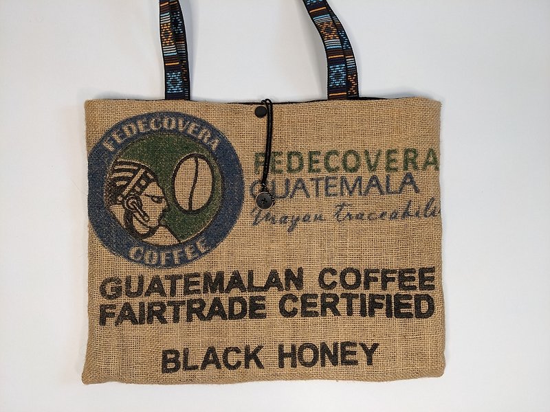 Recycled coffee linen stain-resistant and durable side backpack-FEDECOVERA Guatemala - Messenger Bags & Sling Bags - Cotton & Hemp 