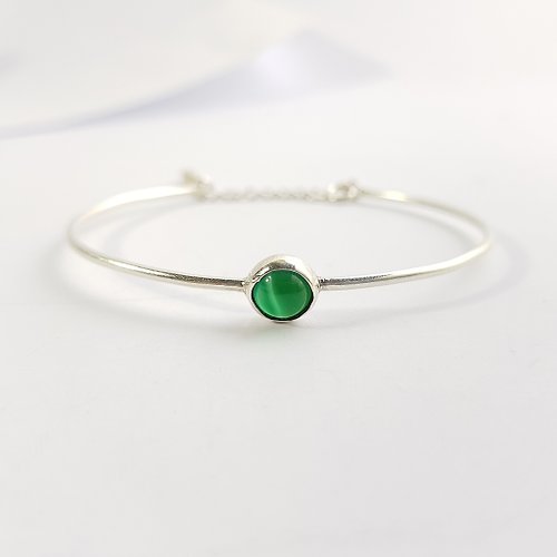 ColorDay天然石輕珠寶 原點-勇氣綠瑪瑙999純銀手環 5月誕生幸運石 / Green Agate 免費