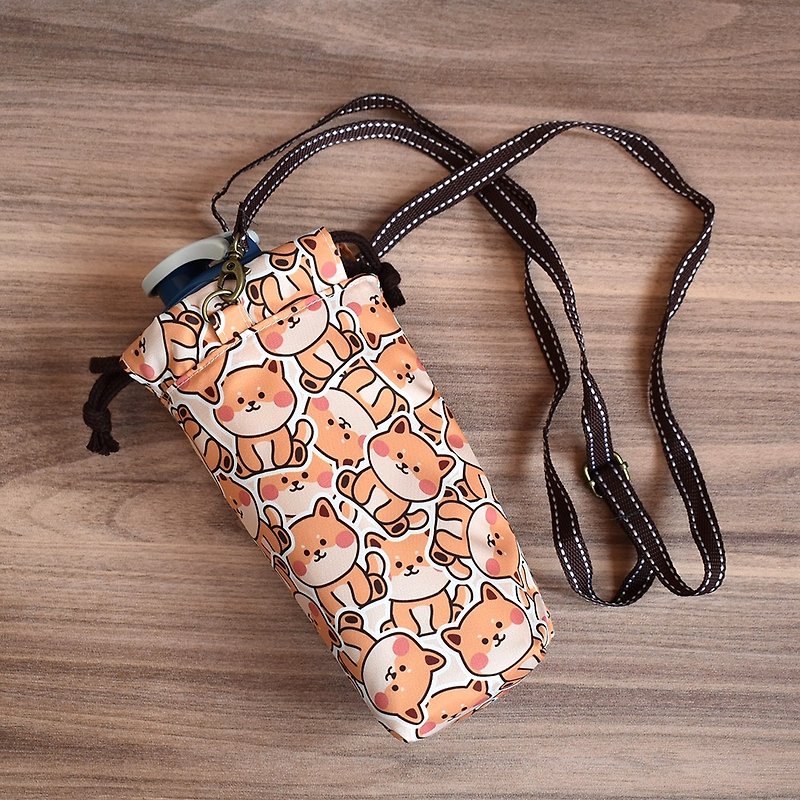 Adjustable crossbody water bottle/thermo bottle bag_manmanshiba inu - Pitchers - Nylon Orange