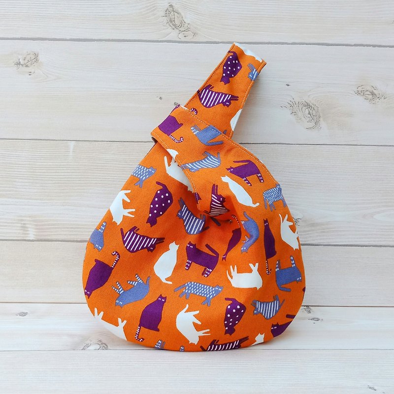 [Hand bag] orange cat - Handbags & Totes - Cotton & Hemp Orange