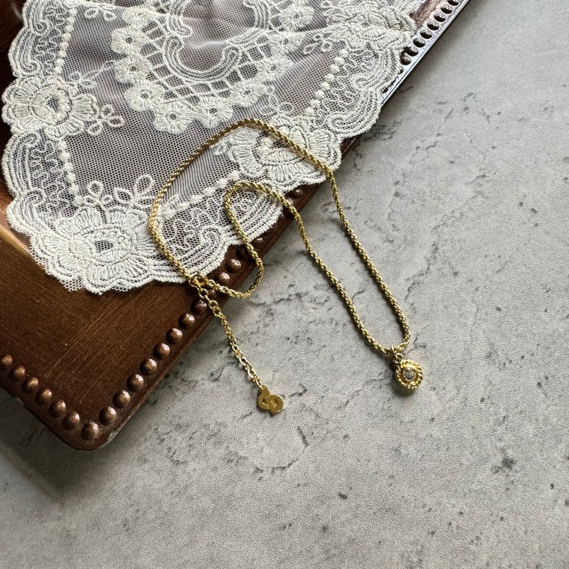 中古美品 Christian Dior 小水鑽 項鏈 - 項鍊 - 其他金屬 金色