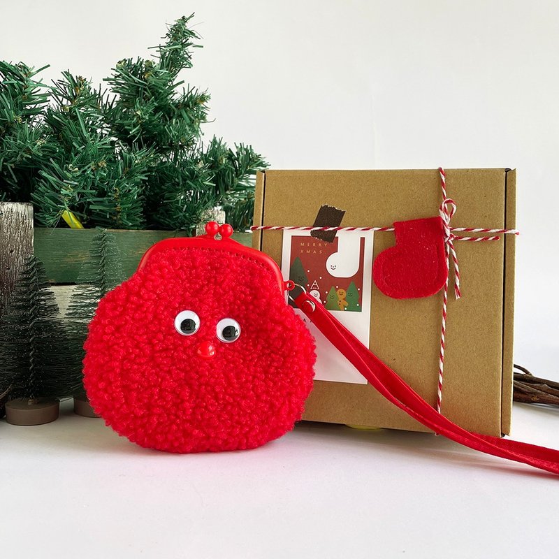 Red furry monster and black furry monster/gold coin purse - กระเป๋าใส่เหรียญ - วัสดุอื่นๆ สีดำ