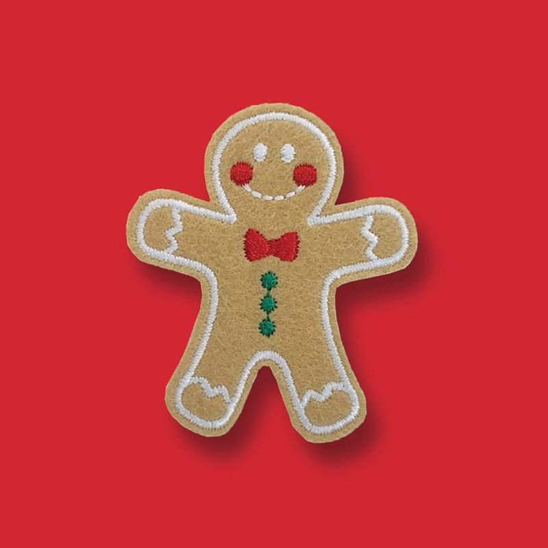 [Christmas Gift] Gingerbread Man Dual-use Embroidered Cloth Sticker - Badges & Pins - Thread Multicolor